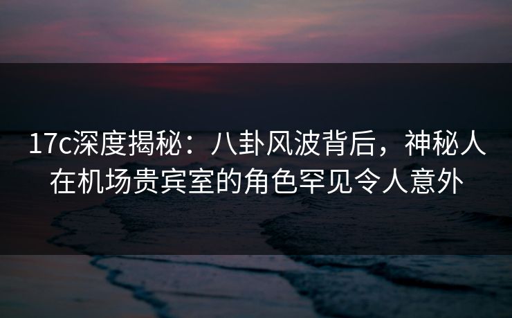 17c深度揭秘：八卦风波背后，神秘人在机场贵宾室的角色罕见令人意外