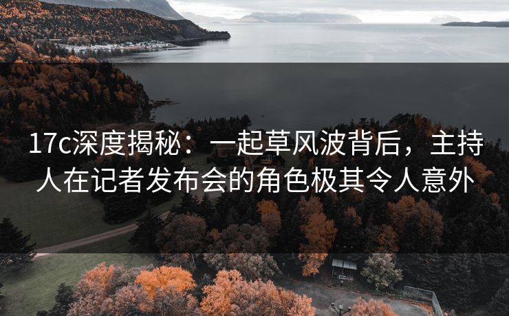 17c深度揭秘:一起草风波背后,主持人在记者发布会的角色极其令人意外