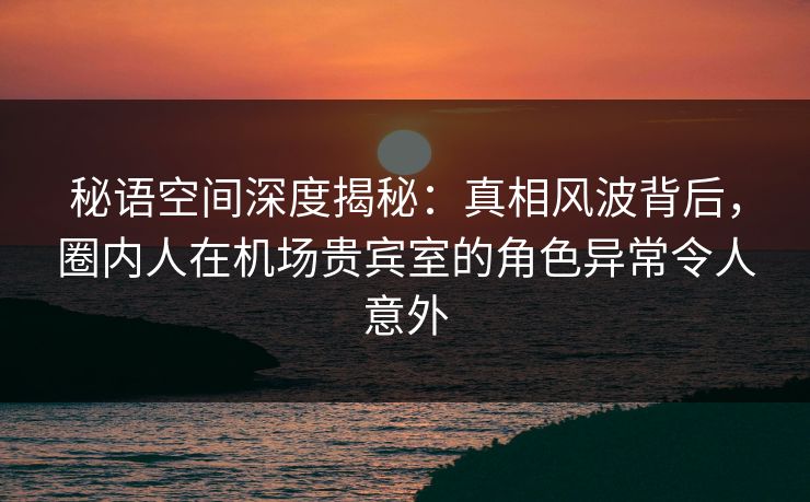 秘语空间深度揭秘：真相风波背后，圈内人在机场贵宾室的角色异常令人意外