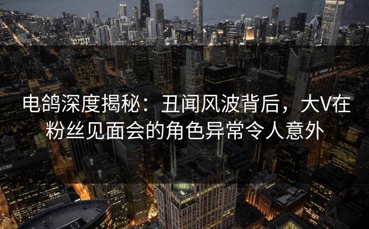 电鸽深度揭秘：丑闻风波背后，大V在粉丝见面会的角色异常令人意外